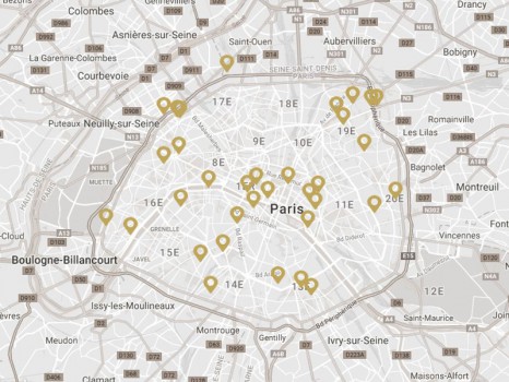 Réinventer Paris 2 : carte globale des 34 sites 