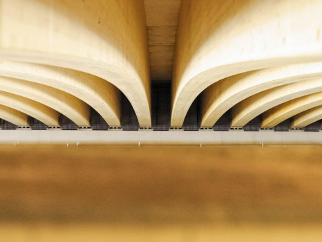 L\'un des premiers ponts en bois pr&eacute;contraint au monde