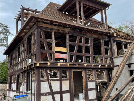 Chantier de restauration d\'une maison &agrave; Strasbourg